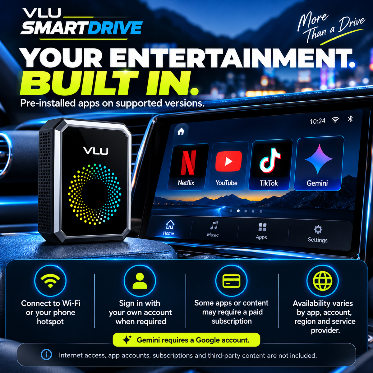 VLU SmartDrive™ Wireless CarPlay & Entertainment Adapter